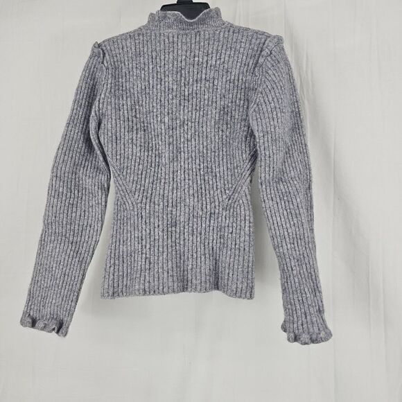 Derek Lam 10 Crosby Ribbed Ruffle Grey Sweater Size SMALL - Picture 4 of 5